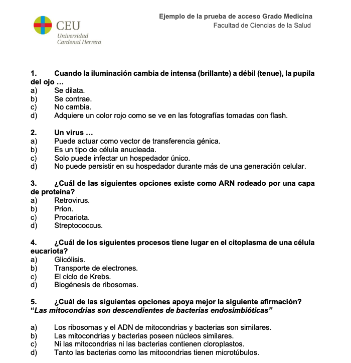 Test di ammissione a Medicina